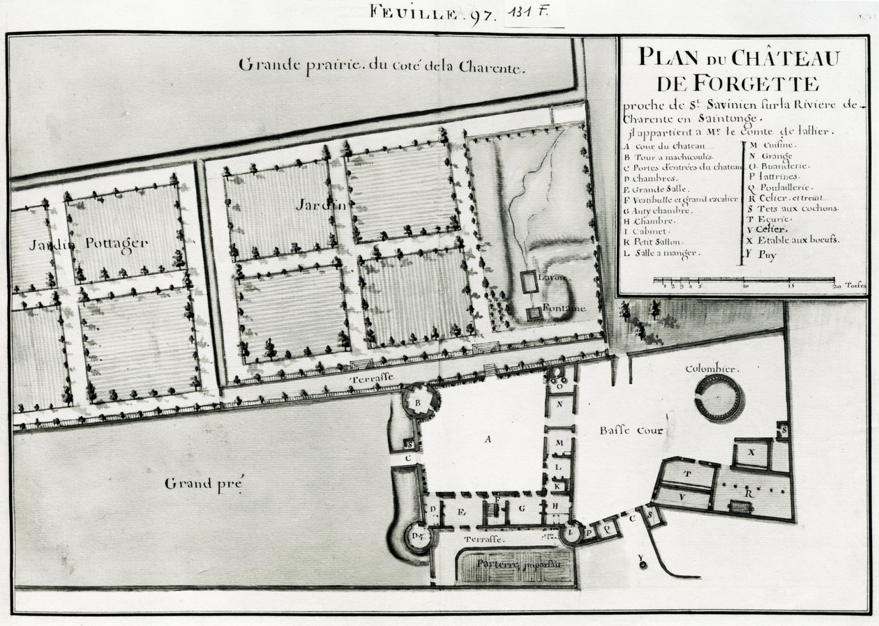 Fol.97 Plan over Chateau de Forgette, nær Saint-Savinien, fra 