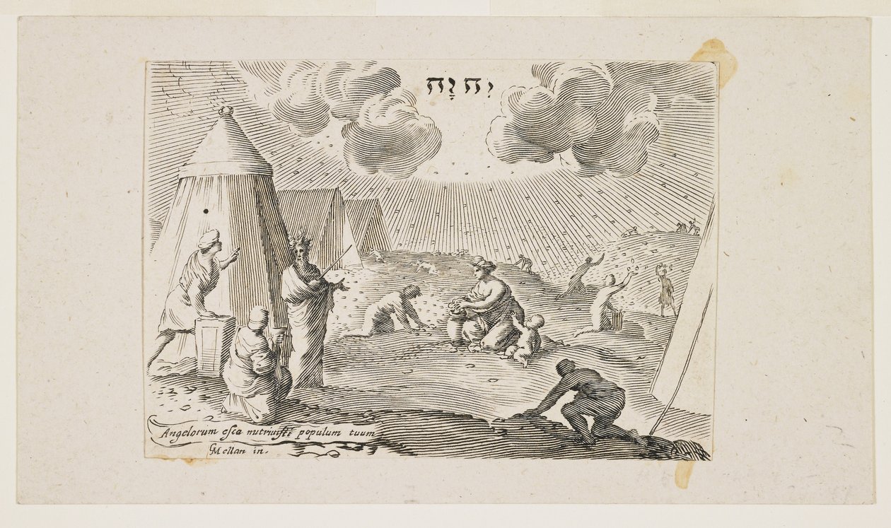 Israelittene samler Manna av Claude Mellan