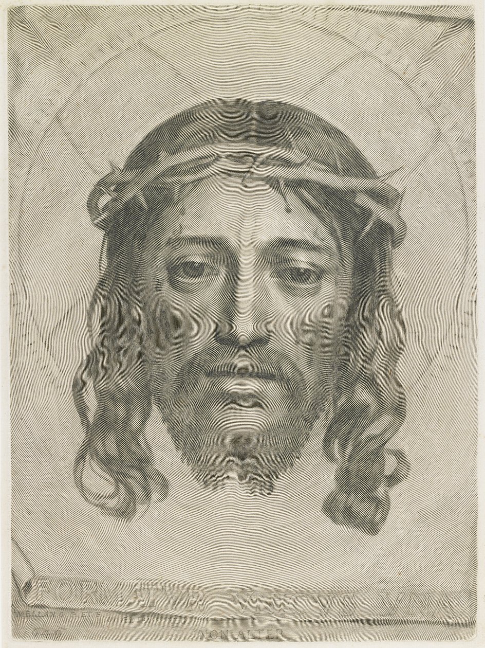 Sudarium av Saint Veronica, 1649 av Claude Mellan