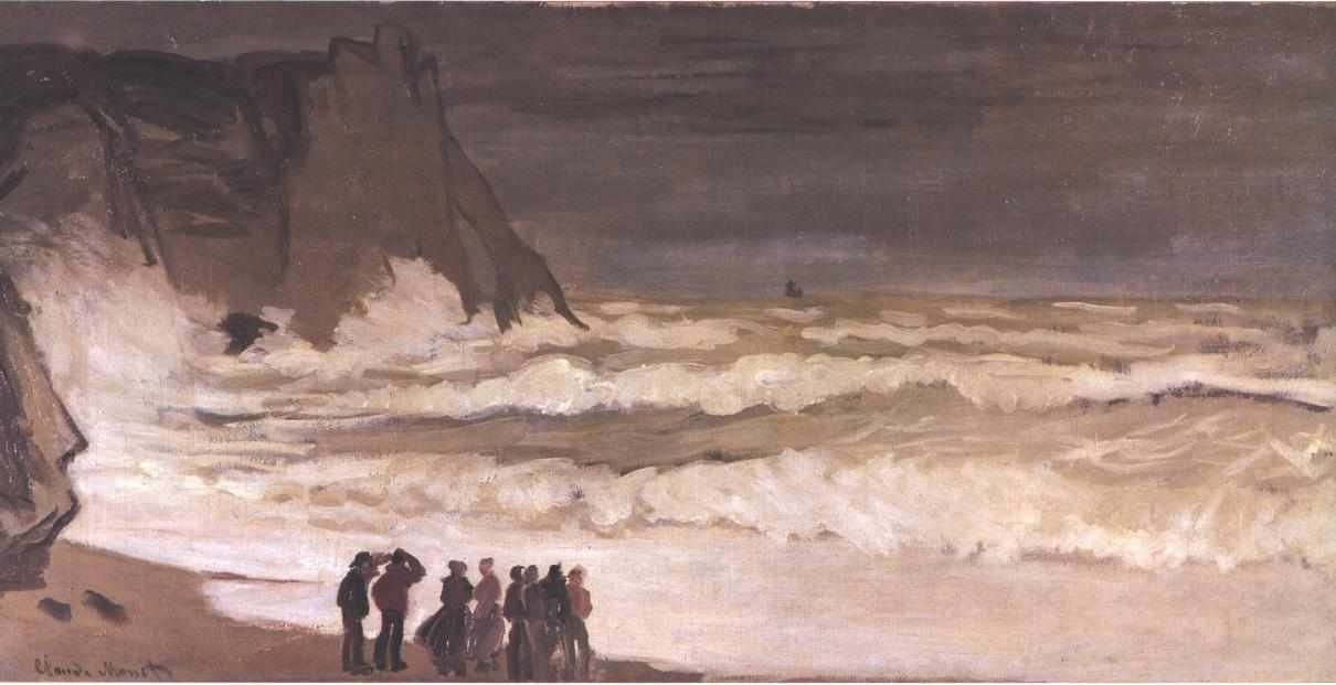 Grosse mer a Etretat English: Stormy sea at Etretat German: Stormy sea at Etretatn av Claude Monet