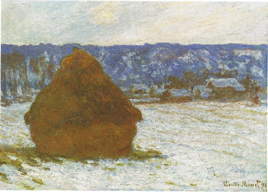 Stabel hvete snøeffekt, overskyet dag, Francais: Meubles, effet de neige av Claude Monet