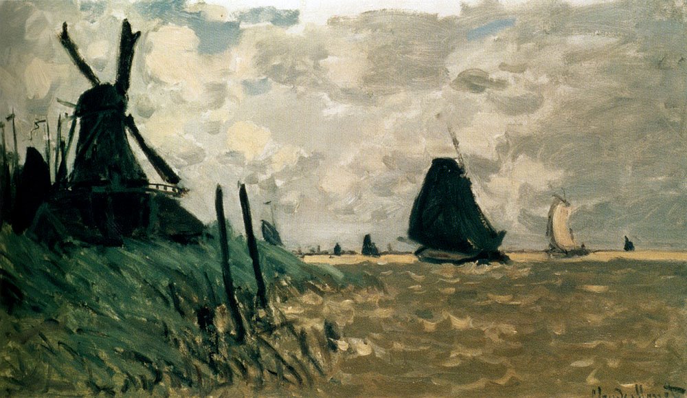 En vindmølle nær Zaandam av Claude Monet