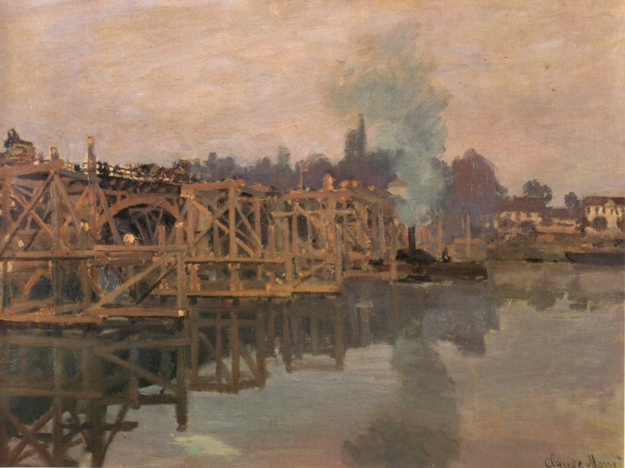 Argenteuil, broen under reparasjon av Claude Monet