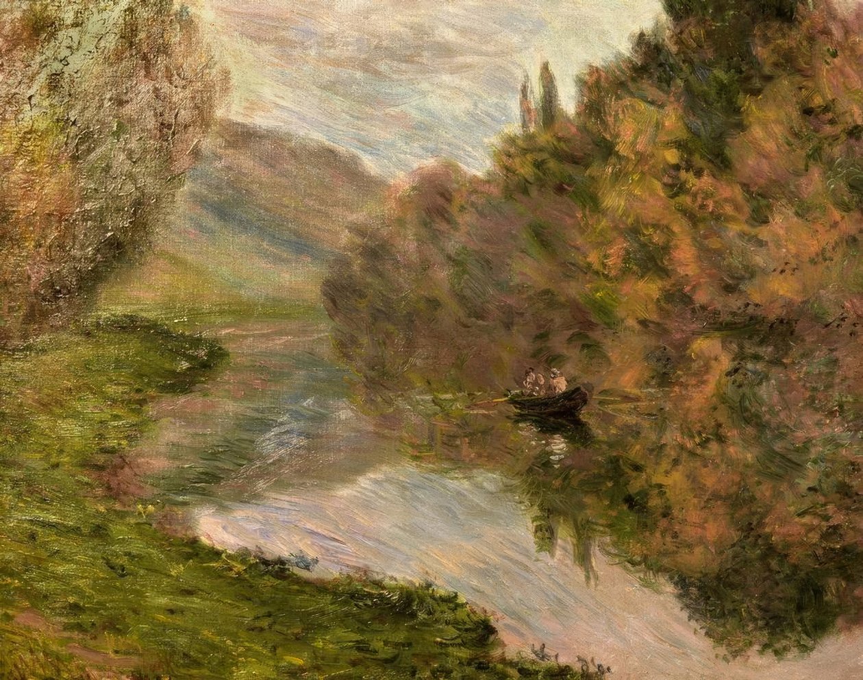 Båt på Seinen ved Jeufosse av Claude Monet
