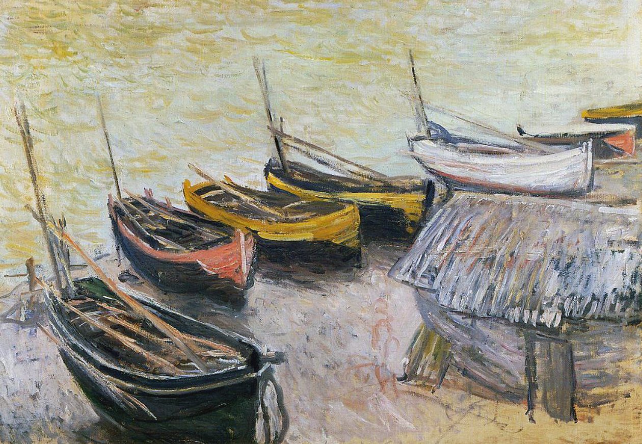 Båter på stranden, 1883 av Claude Monet