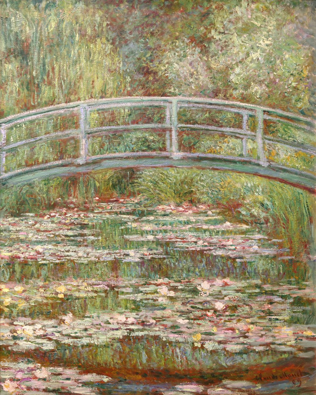 Bro over en dam med vannliljer av Claude Monet