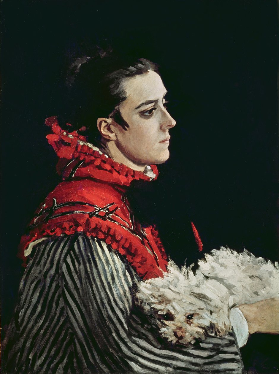 Camille Monet (1847-79) i en rød kappe, 1866 av Claude Monet