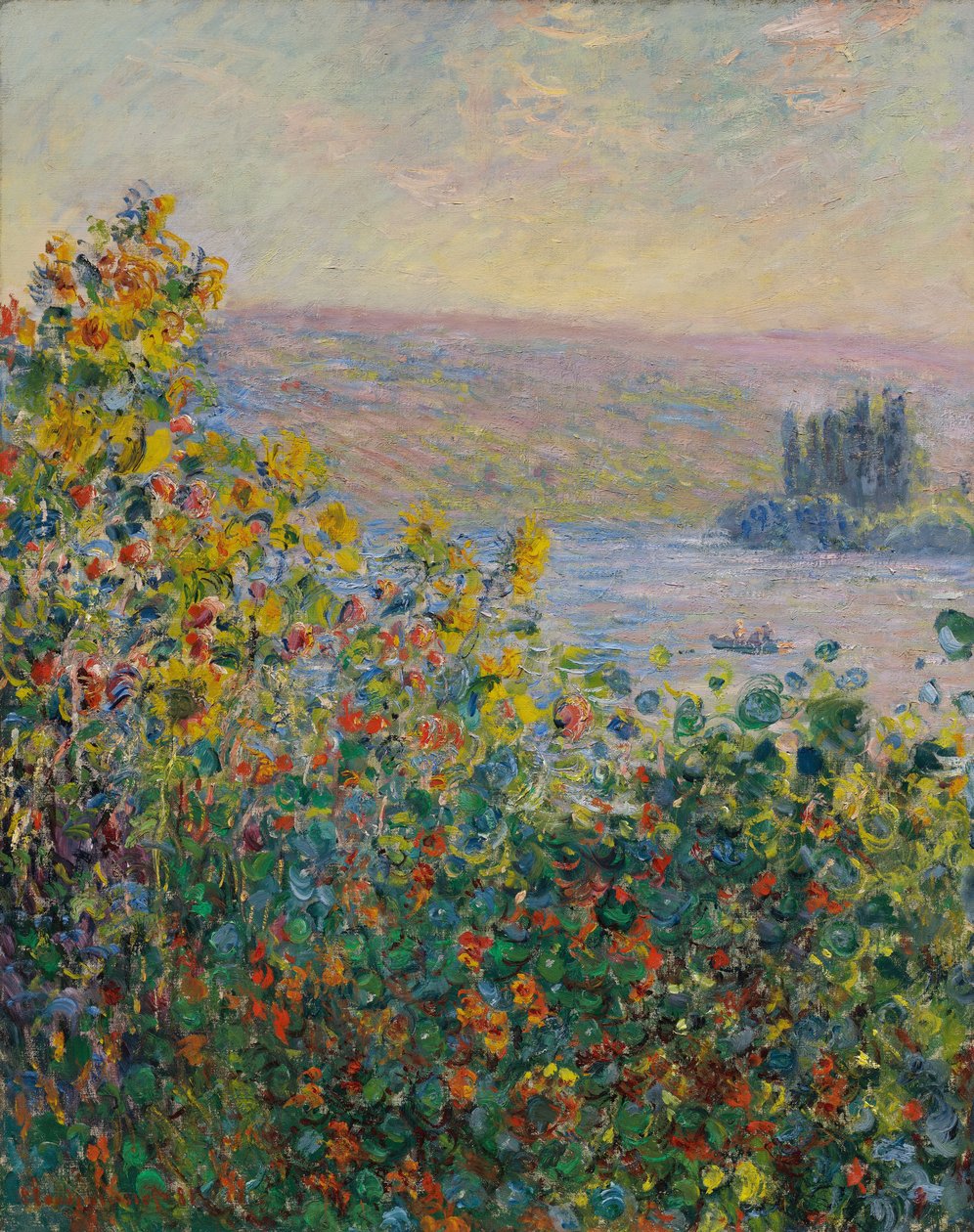 Blomsterbed på Vétheuil av Claude Monet