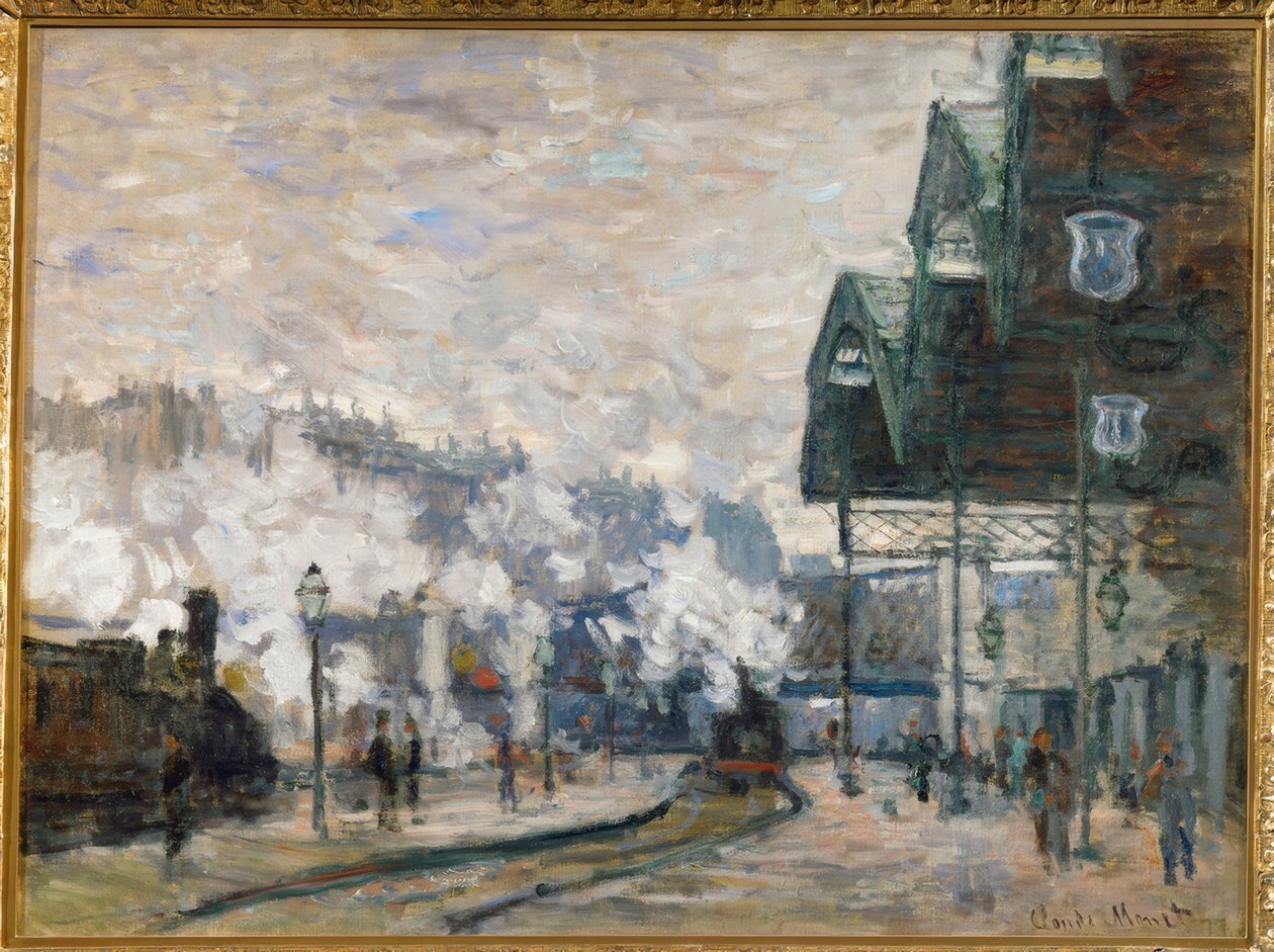 Gare Saint-Lazare, utvendig utsikt av Claude Monet