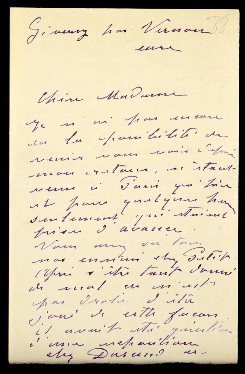 Brev fra Claude Monet til Berthe Morisot, 1888 av Claude Monet