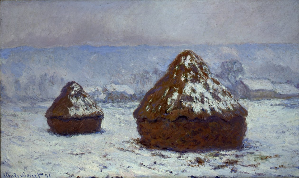 Slipesteiner, snøeffekt, 1891 av Claude Monet