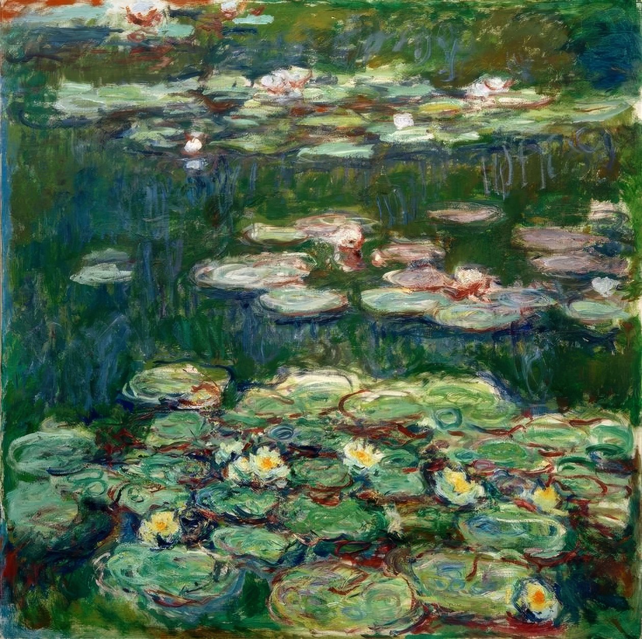 Hvite og gule vannliljer av Claude Monet