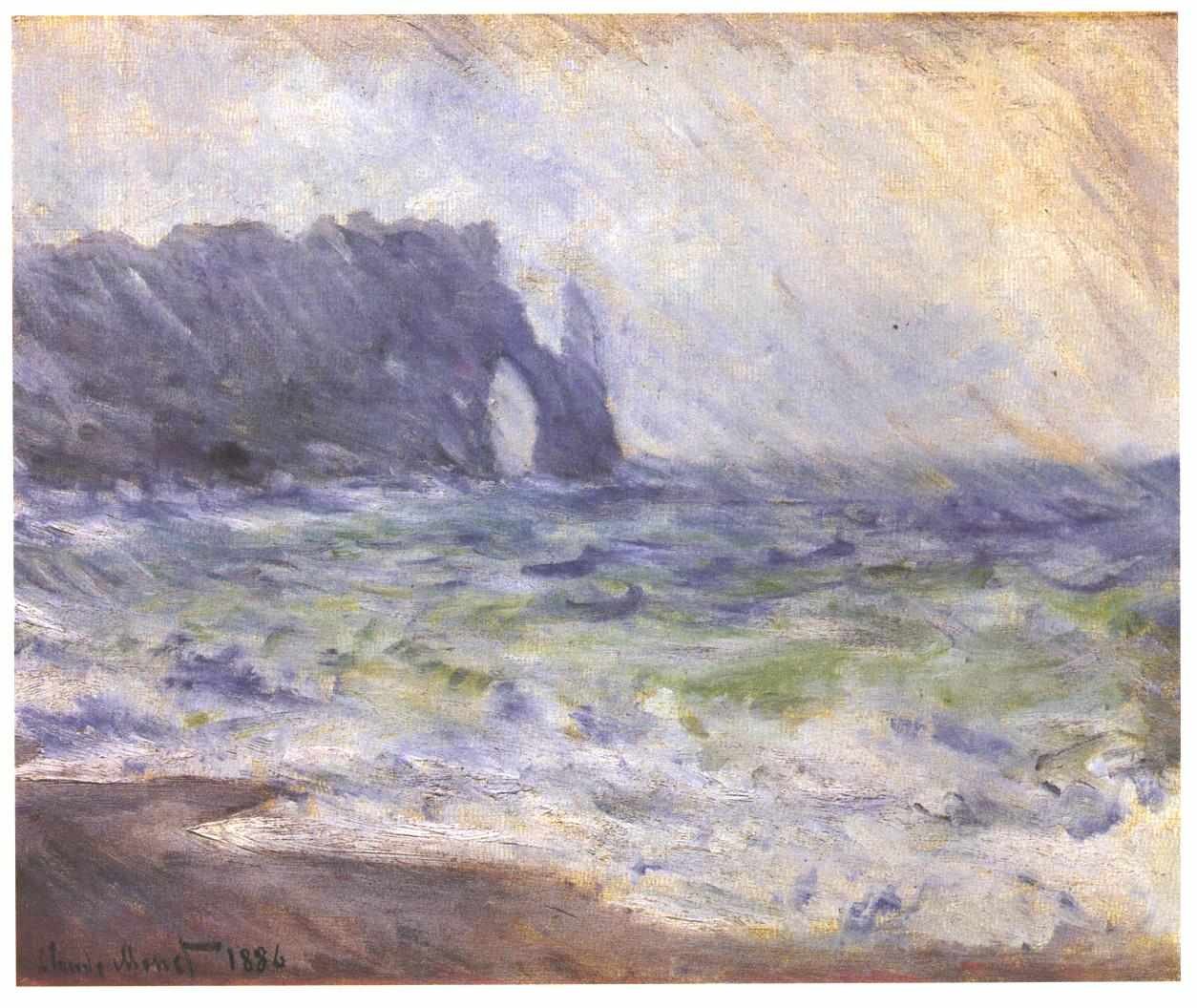 Regn på Etretat av Claude Monet