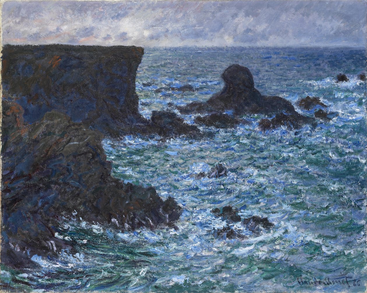Steiner ved Port Coton, Lion Rock, 1886 av Claude Monet