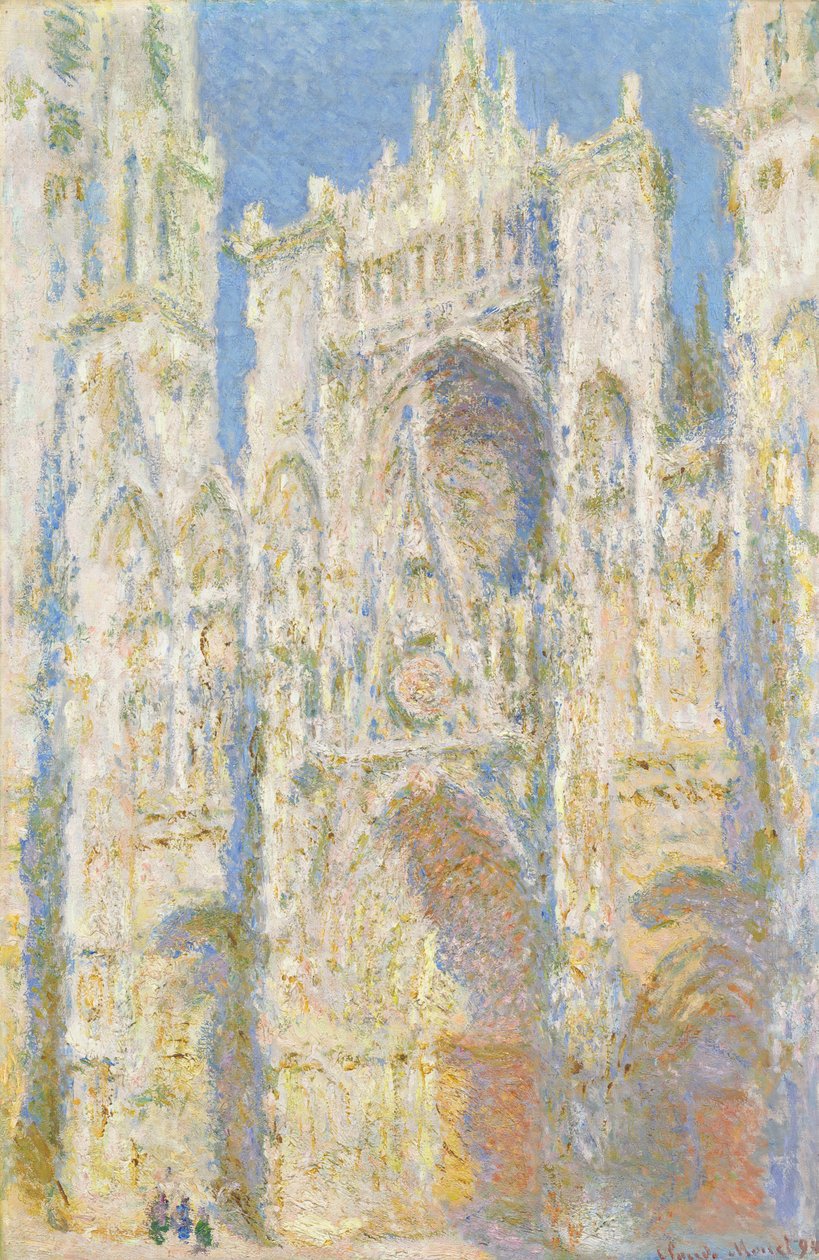 Rouen katedral, vestfasade, sollys av Claude Monet