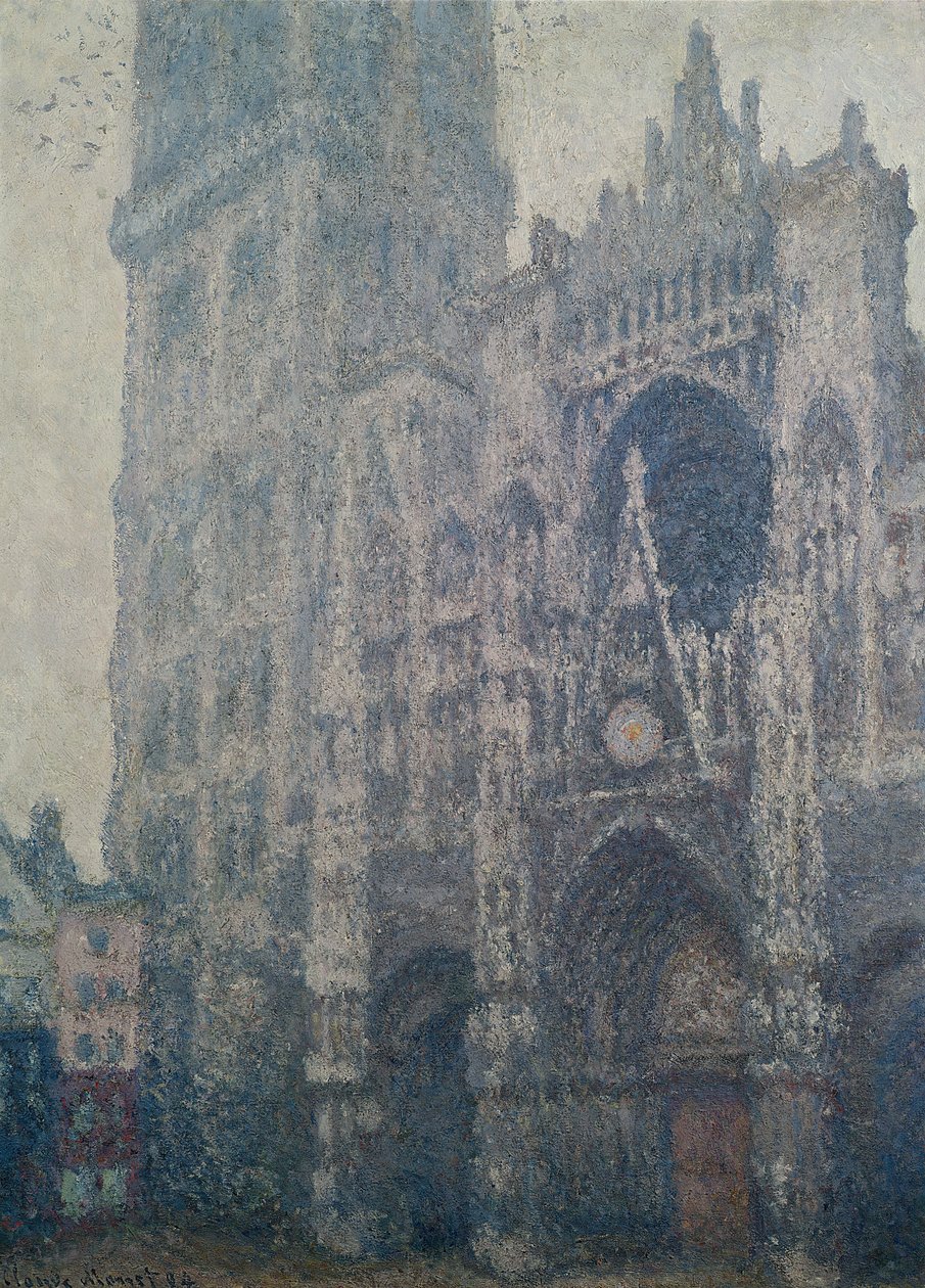 Rouen katedral, vestportalen, grått vær, 1894 av Claude Monet