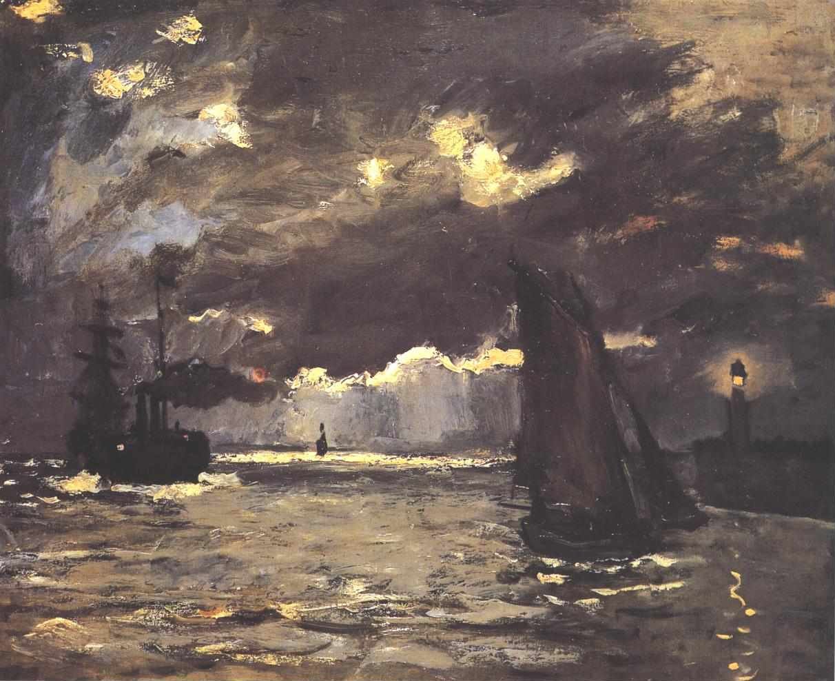 Seascape natt effekt av Claude Monet