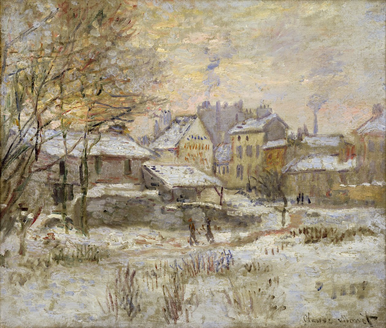 Snøeffekt med solnedgang, 1875 av Claude Monet
