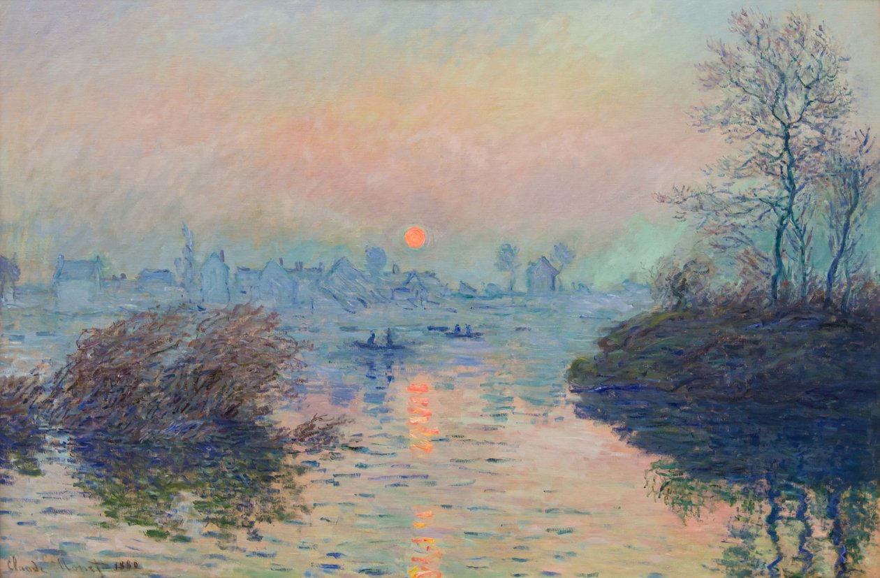 Solnedgang på Seinen ved Lavacourt, vintereffekt av Claude Monet