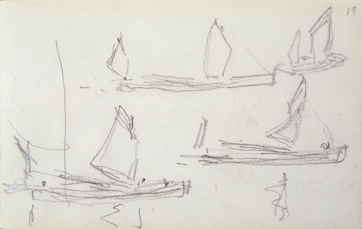 Studie for London-serien, Boats on the Thames av Claude Monet