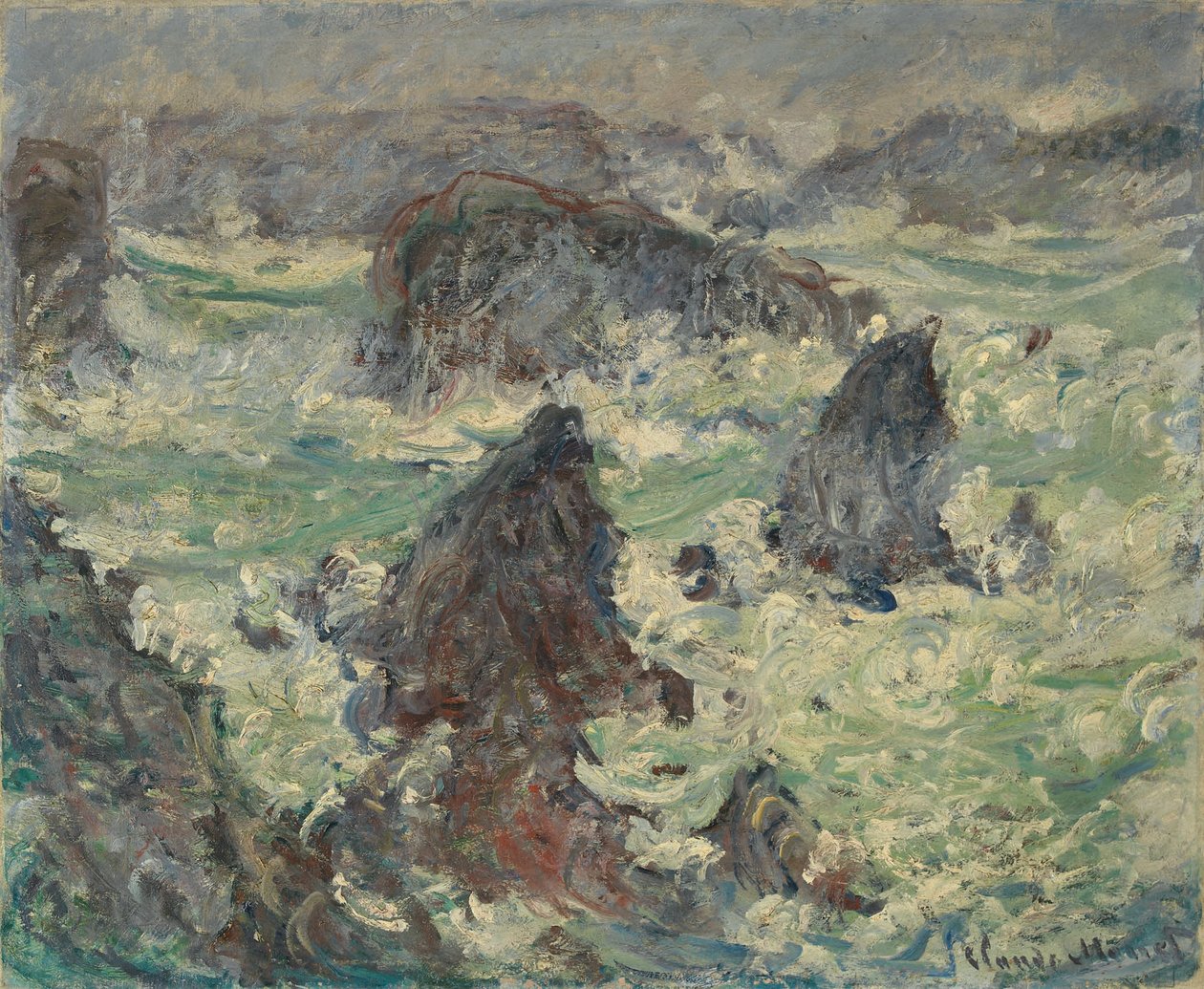 Storm på Côtes de Belle-Île. av Claude Monet