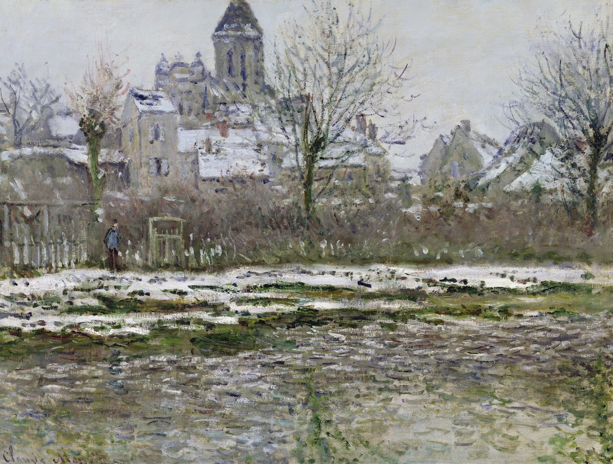 Kirken i Vetheuil under snø, 1878-79 av Claude Monet