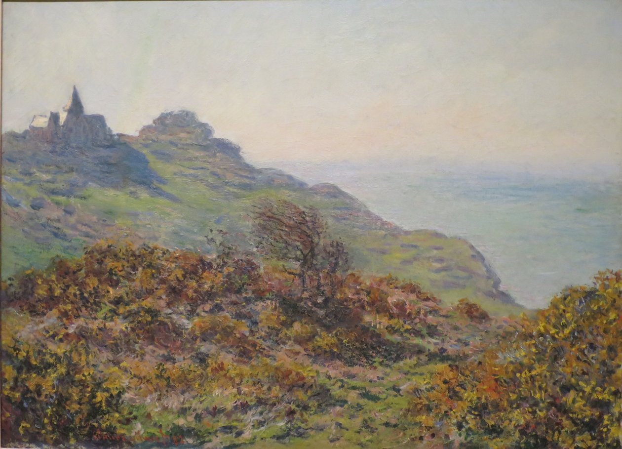 Church of Varengeville og Gorge of Moutiers Pass av Claude Monet