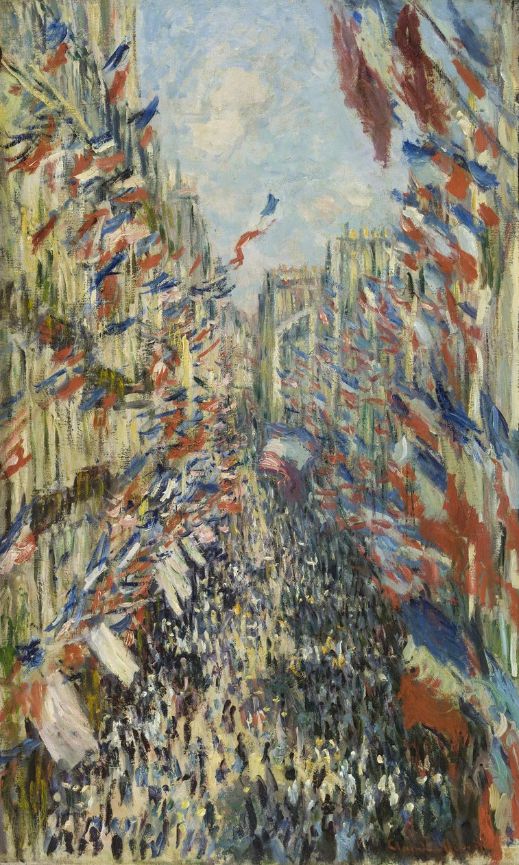 Rue Montorgueil i Paris av Claude Monet