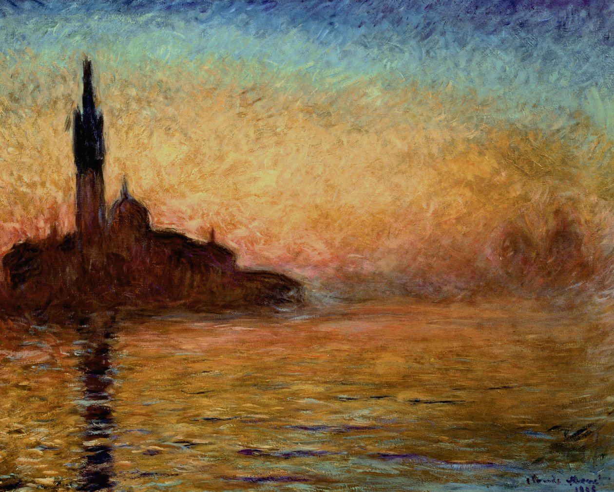 Utsikt over San Giorgio Maggiore, Venezia ved Twilight, 1908 av Claude Monet