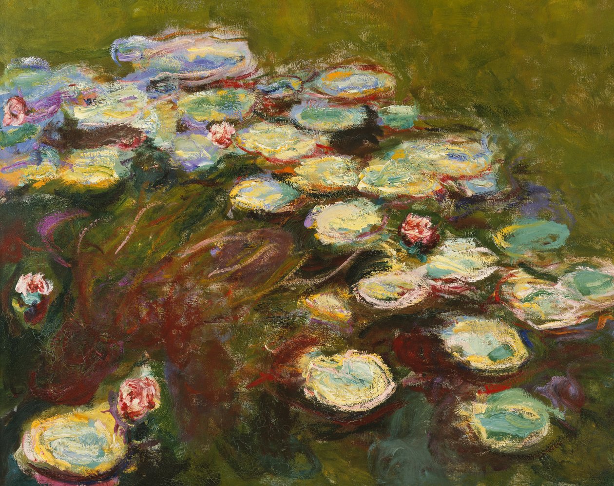 Vannliljer, 1914-17 detalj av 82359 olje på lerret av Claude Monet