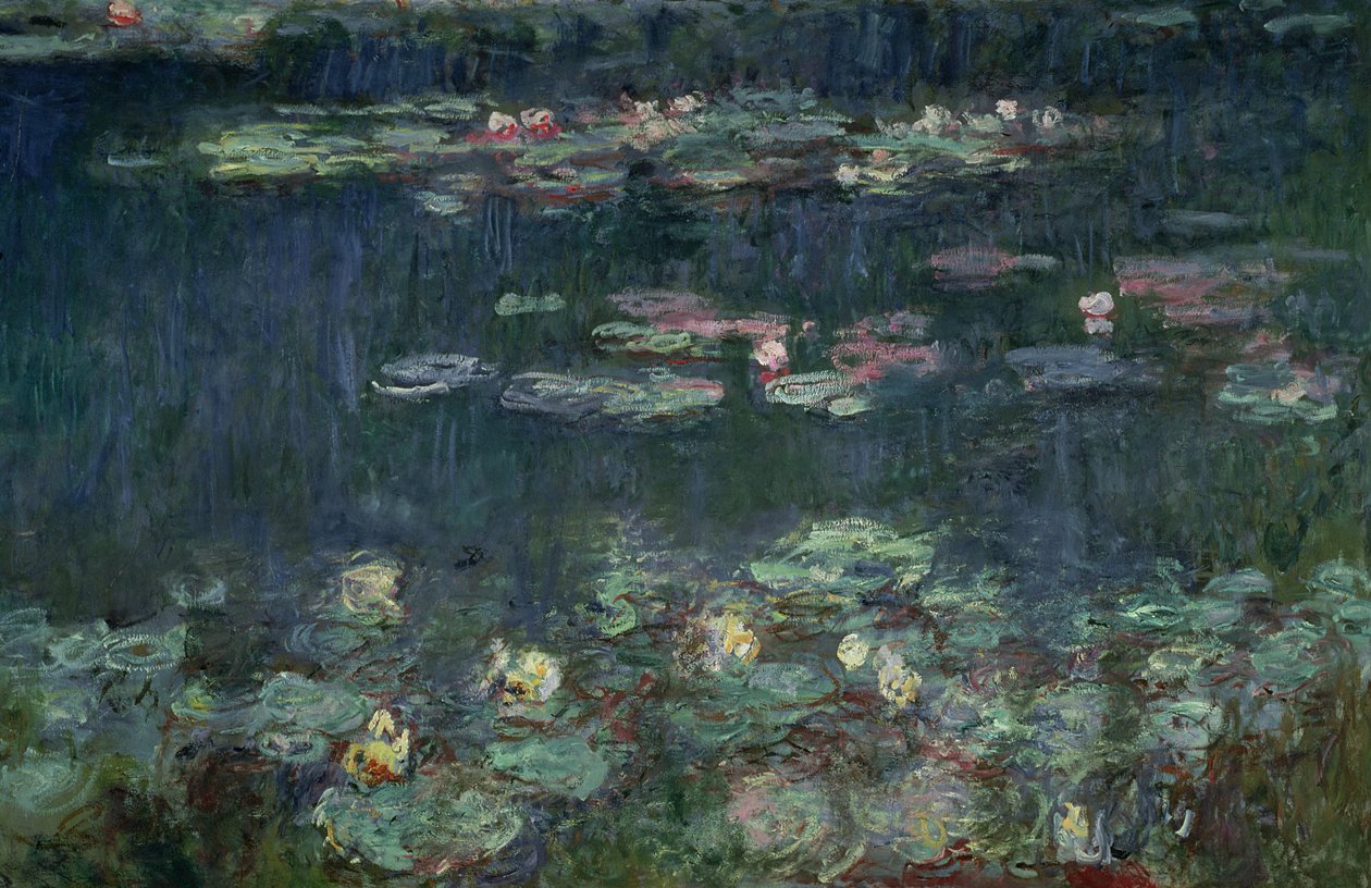 Waterlilies: Green Reflections, 1914-18 (høyre del) (se også 70302 og 56004) av Claude Monet