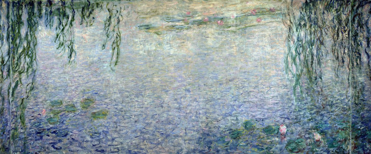 Waterlilies: Morning with Weeping Willows, detalj av den sentrale delen, 1915-26 (se også 162347 og 162349) av Claude Monet