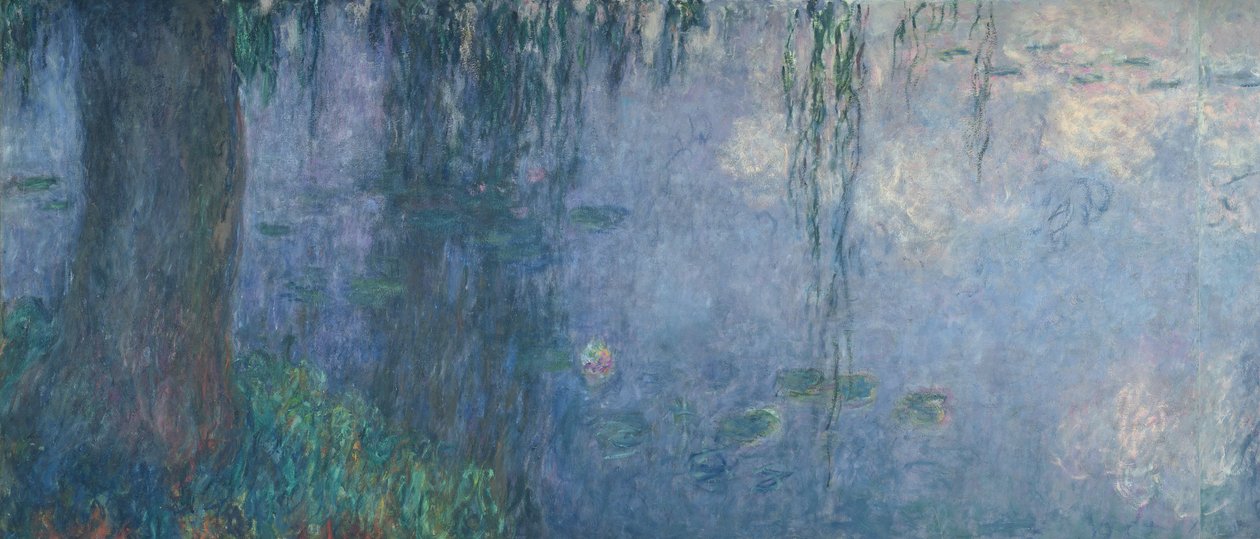 Waterlilies: Morning with Weeping Willows, detalj av venstre seksjon, 1914-18 (se også 71321-22) av Claude Monet