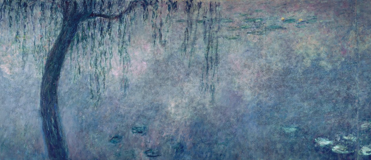 Vannliljer: Two Weeping Willows, venstre seksjon, 1914-18 (se også 75701-03) av Claude Monet