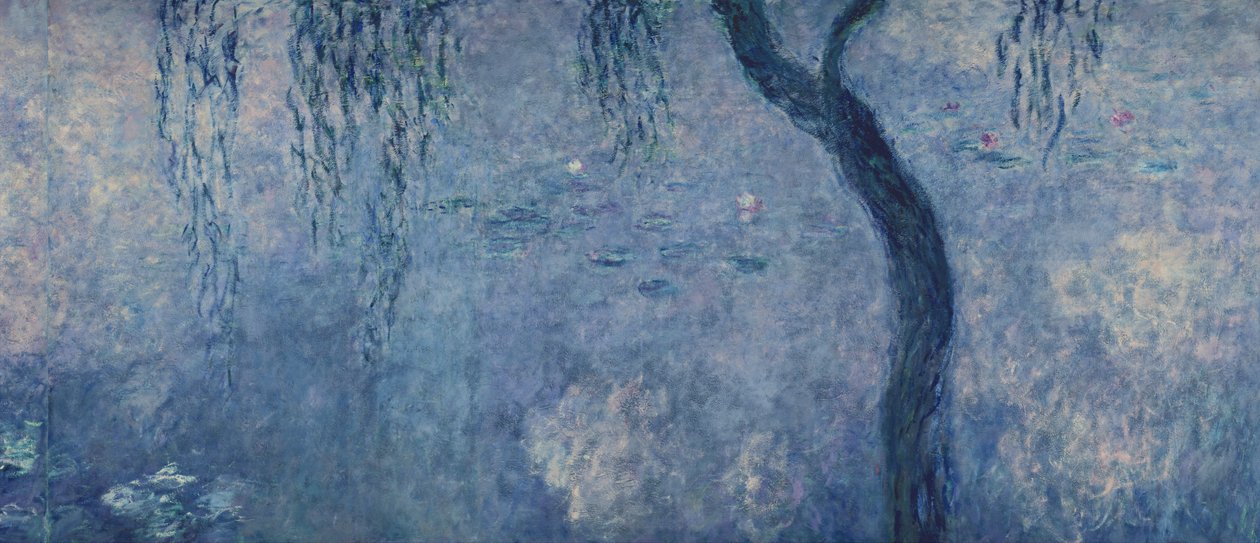 Vannliljer: Two Weeping Willows, høyre seksjon, 1914-18 (se også 75700-02) av Claude Monet