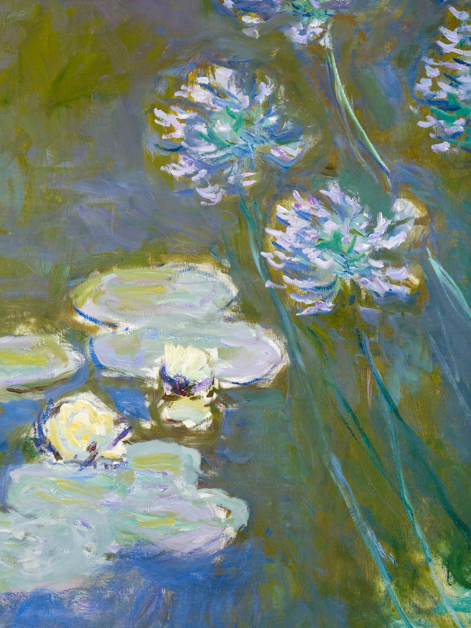 Waterlilies and Agapanthus, 1914-17 detalj av 82323 olje på lerret av Claude Monet