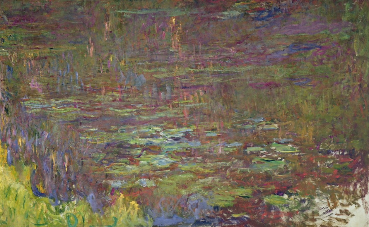 Vannliljer ved solnedgang, detalj fra høyre side, 1915-26 av Claude Monet