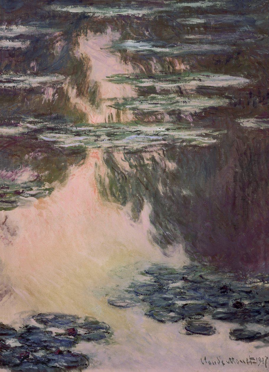 Vannliljer med gråtepiler, 1907 av Claude Monet