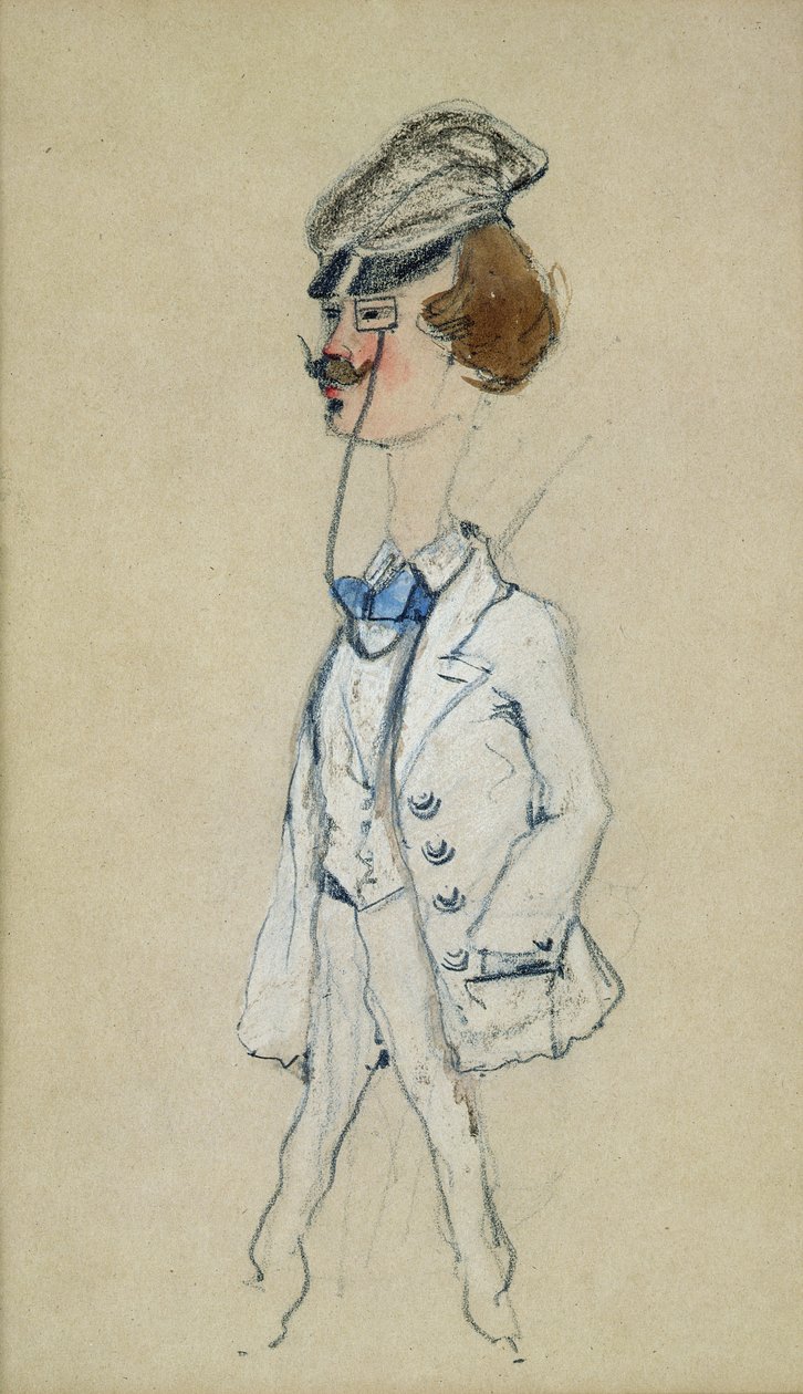 Ung mann med en monokkel, 1857 (pastell og wc på papir) av Claude Monet