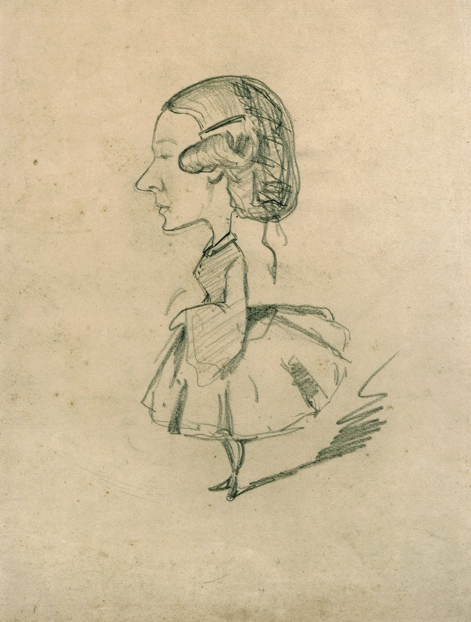Ung jente i profil med skarp nese, ca. 1858 av Claude Monet