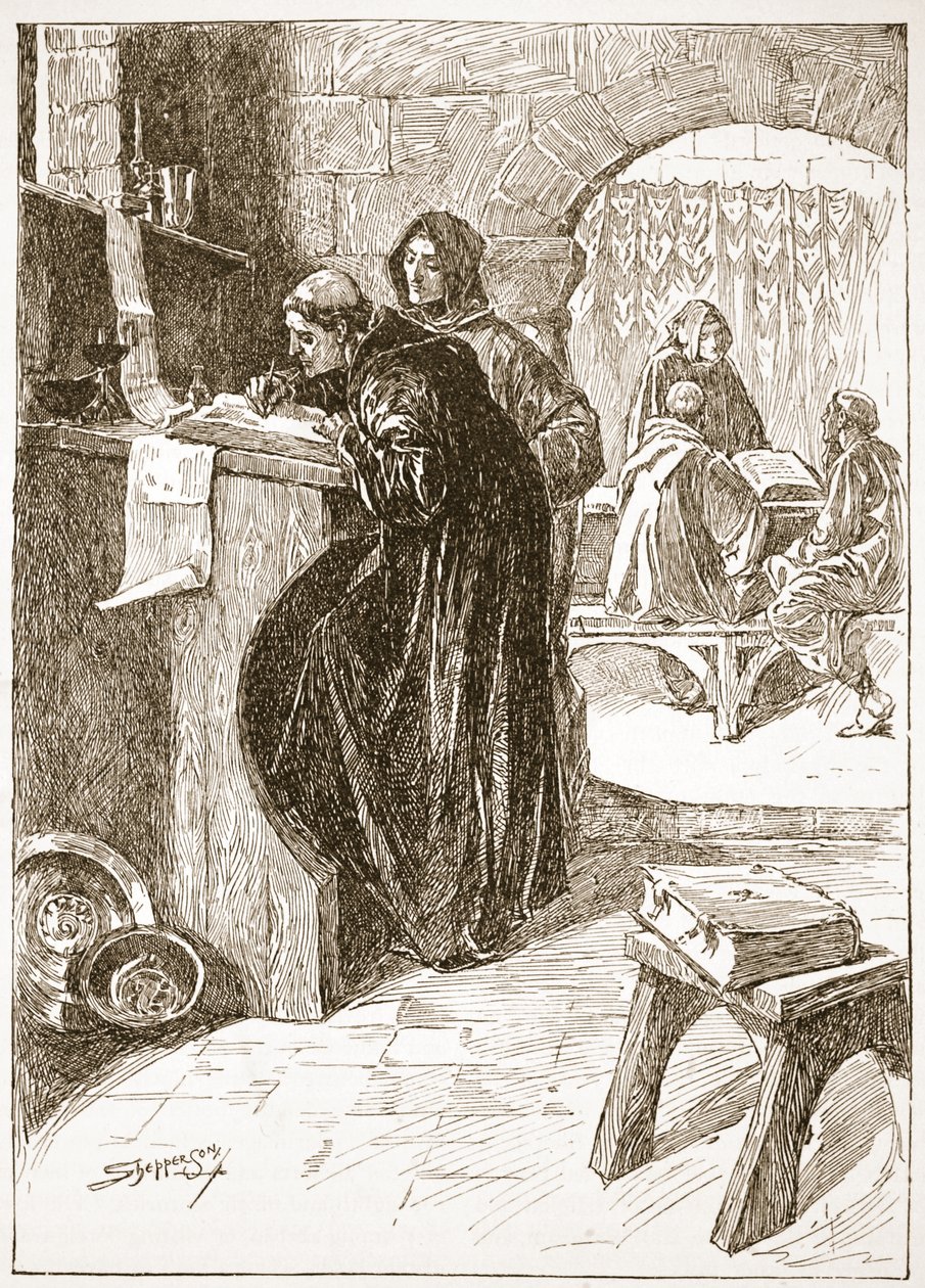 The Scriptorium of a Monastery, illustrasjon fra 