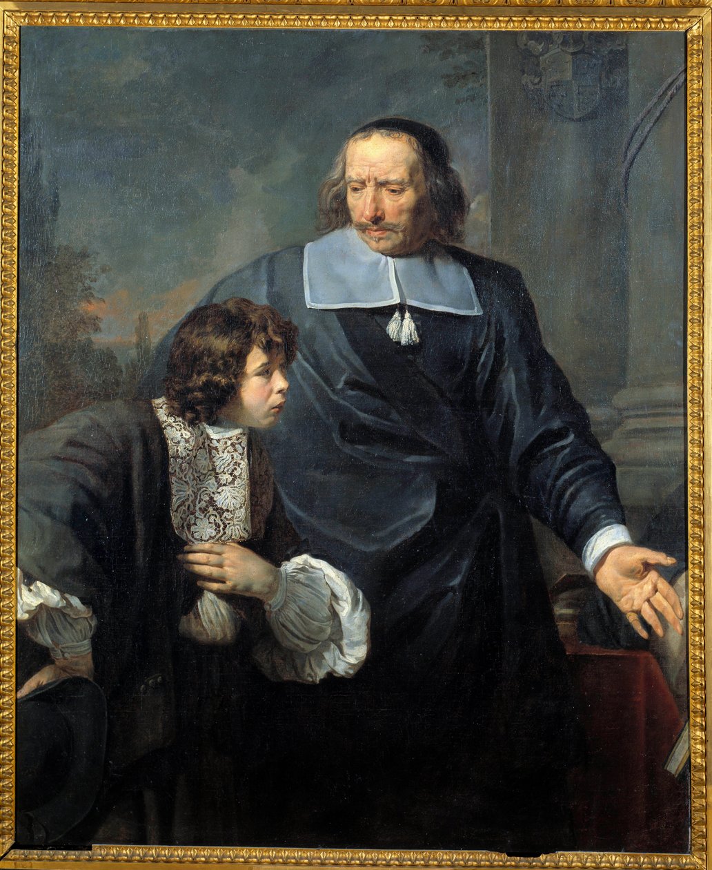 En lærer og hans elev. Maleri av Claude Lefebvre (1632-1675) av Claude (after) Lefebvre
