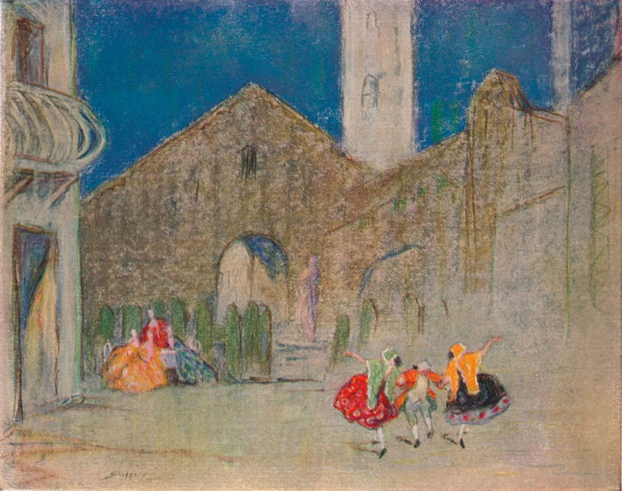 Scene fra den russiske balletten: The Good-humoured Ladies, c1900 av Claude Allin Shepperson