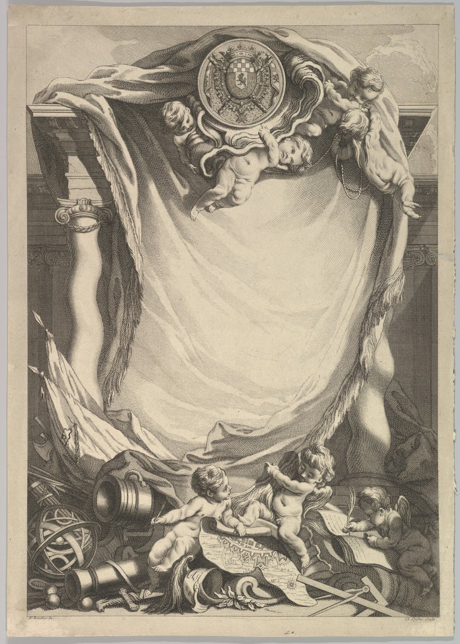 Ramme for en dedikasjonsplate, 1700-tallet. av Claude Augustin Duflos