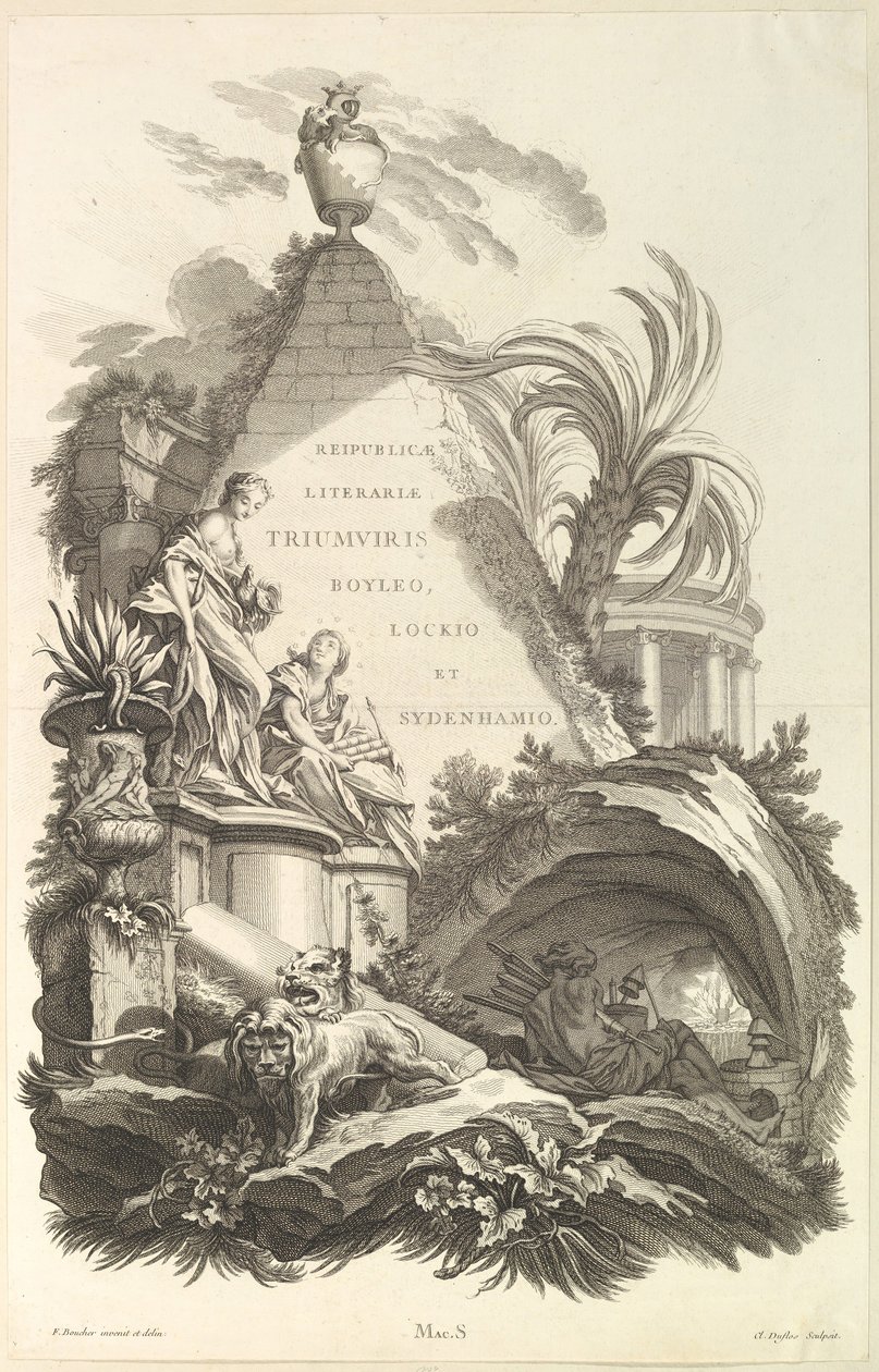Frontispice for graven til Boyle, Locke og Sydenham Frontispice for graven..., ca. 1736. av Claude Augustin Duflos