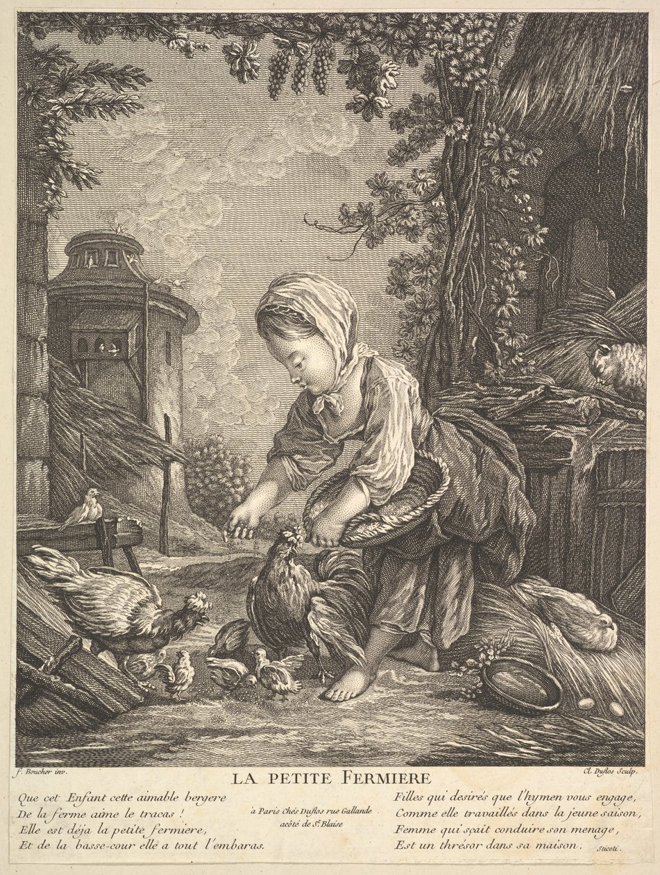 Den lille gårdsjenta, ca. 1753. av Claude Augustin Duflos