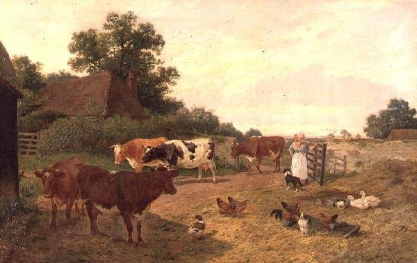 En Kentish Farm Scene, Melking-Time av Claude Clark