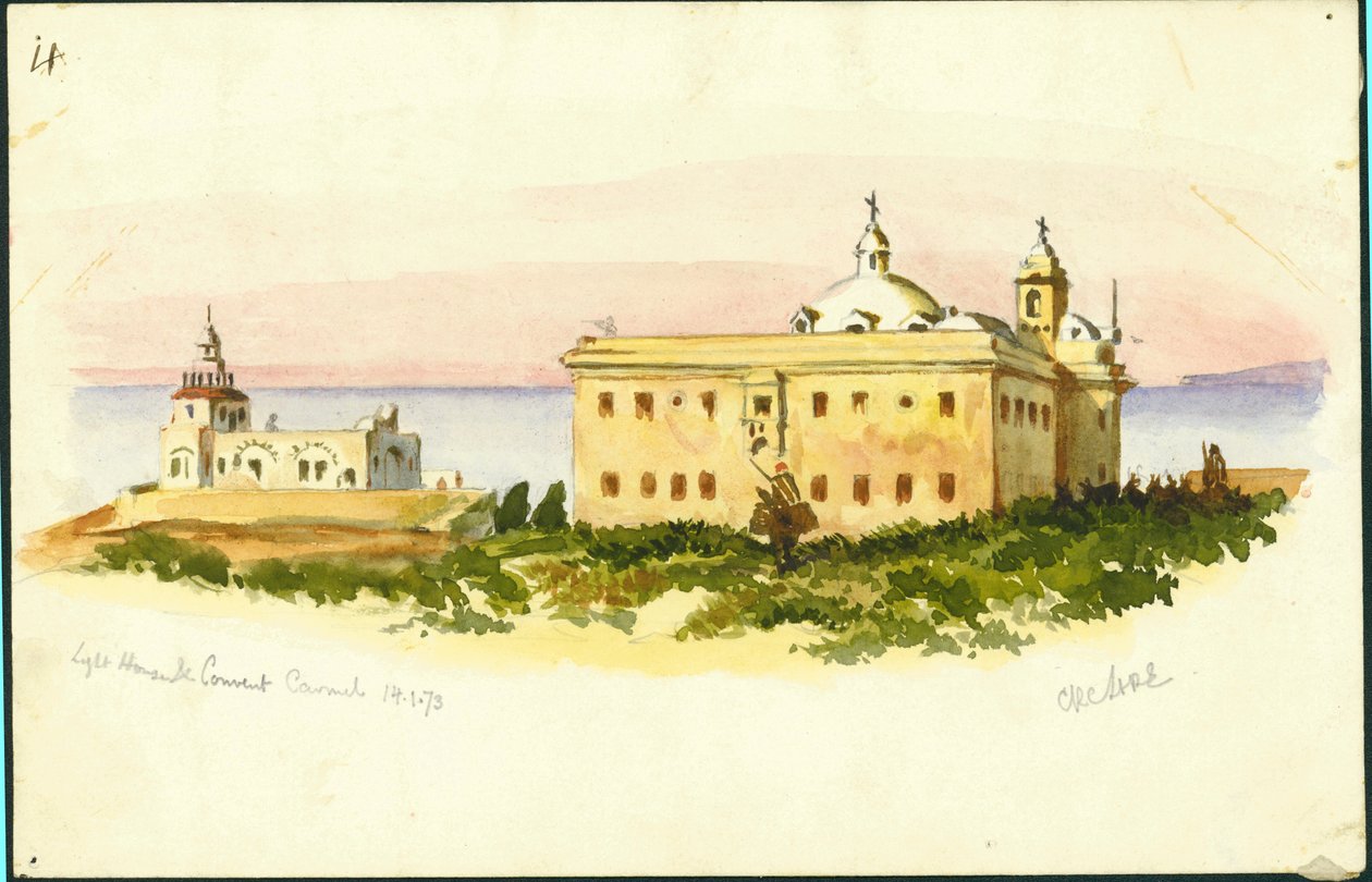 Light House and Convent, Carmel, 1873 (vi undrer blyant på papir) av Claude Conder