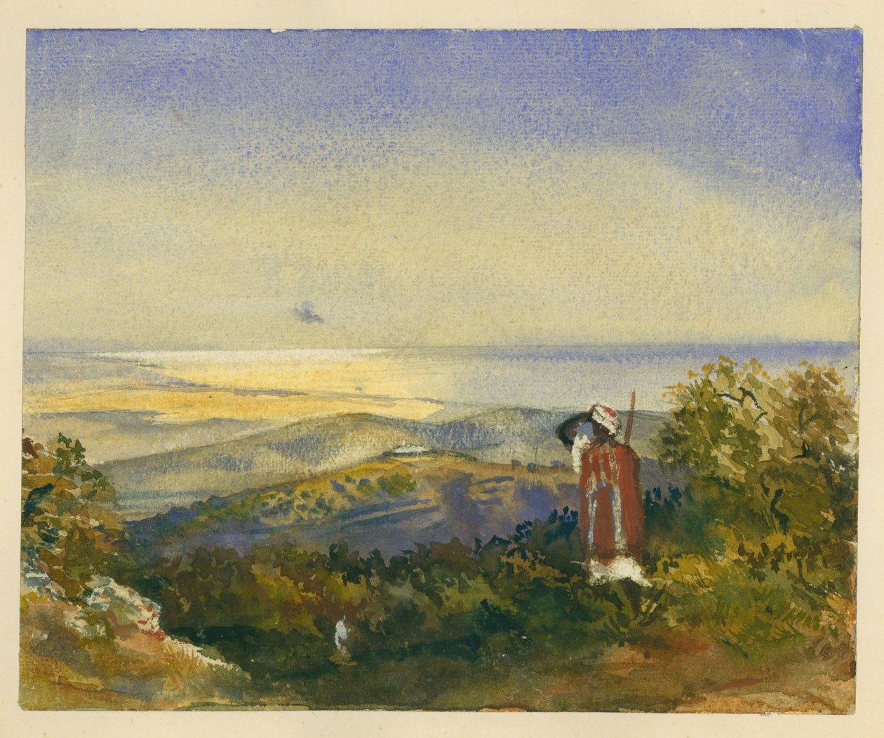 Mahrakah, Carmel (wc og blyant på papir) av Claude Conder