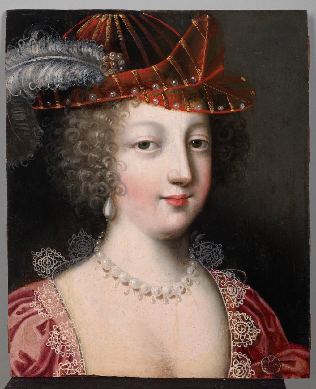 Portrett av en kvinne i hatt, ca. 1630-40 (olje på panel) av Claude Deruet